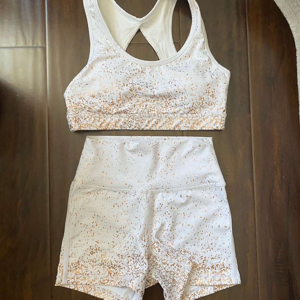 BuffBunny White and Gold Glitter Sports Set